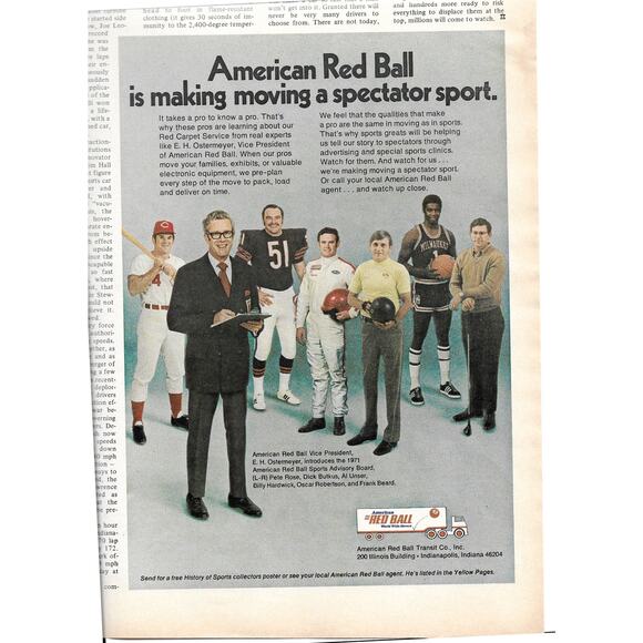 Vintage Print Ad American Red Ball 1971 Sports Figures - Picture 3 of 3
